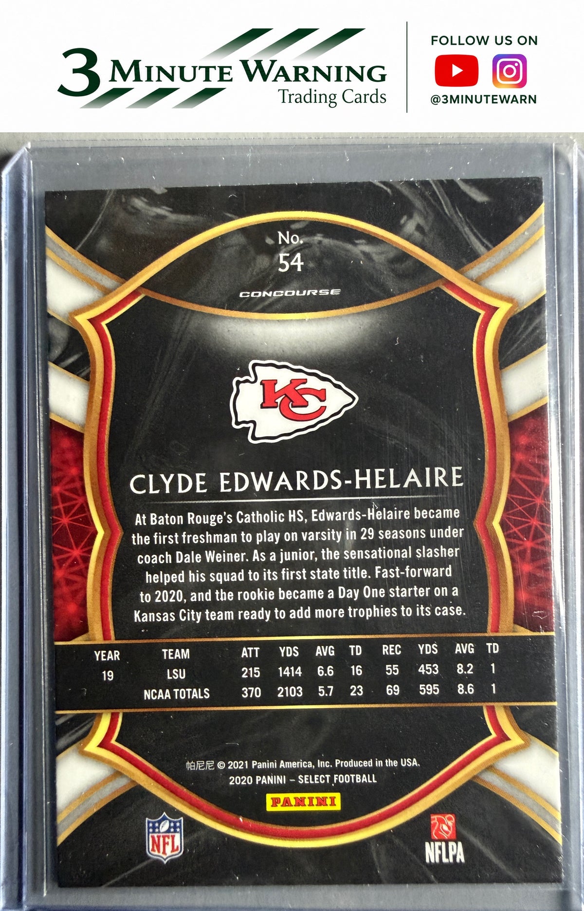 2020 Panini Select #54 Clyde Edwards-Helaire
