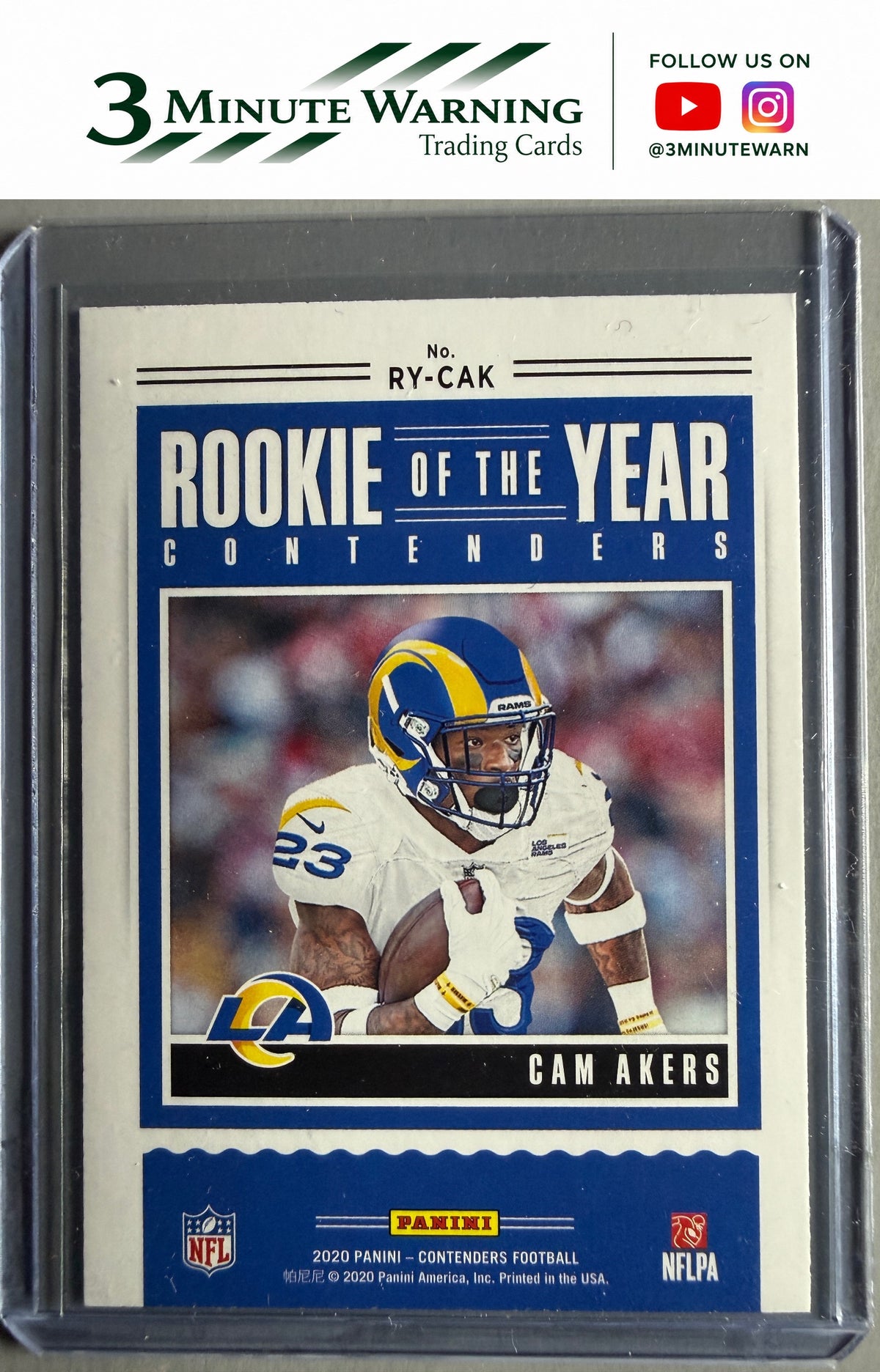 2020 Panini Contenders #RY-CAK Cam Akers Rookie of the Year Contenders