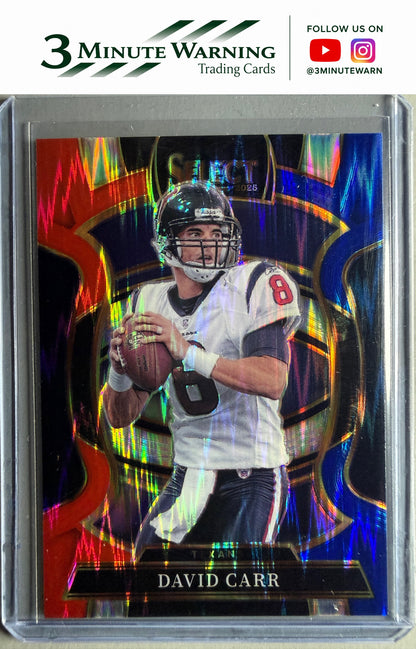 2025 Panini Select #50 David Carr Red and Blue Prizm Shock