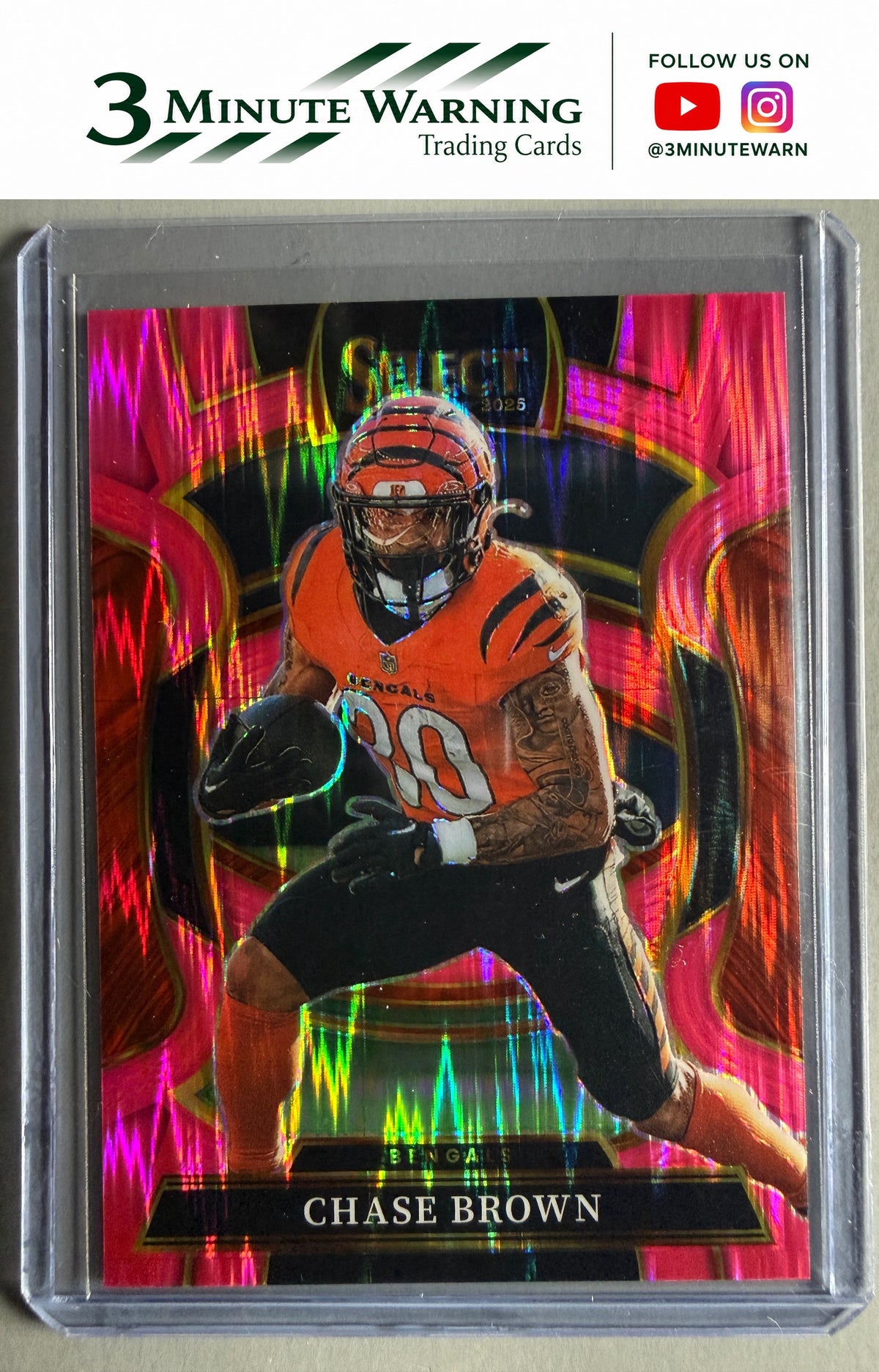 2025 Panini Select #59 Chase Brown Pink Prizm Shock