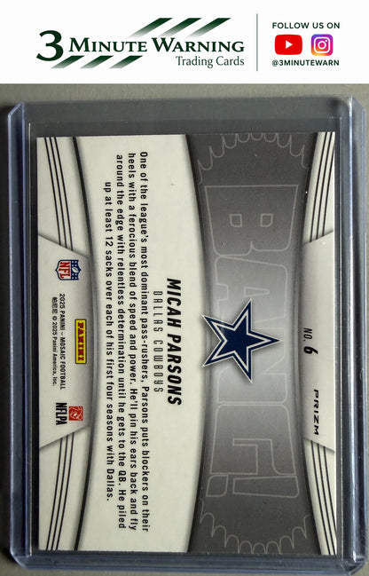 2025 Panini Mosaic #6 Micah Parsons Bang! Mosaic Green
