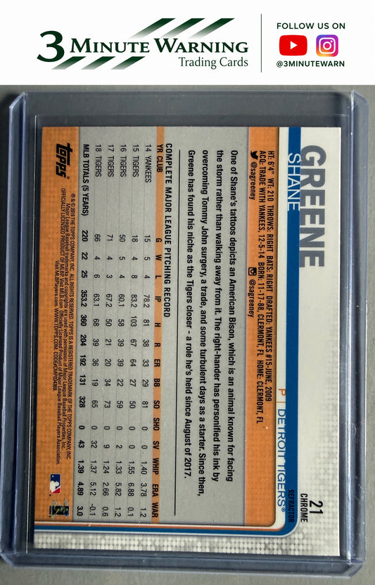 2019 Topps Chrome #21 Shane Greene Sepia Refractor