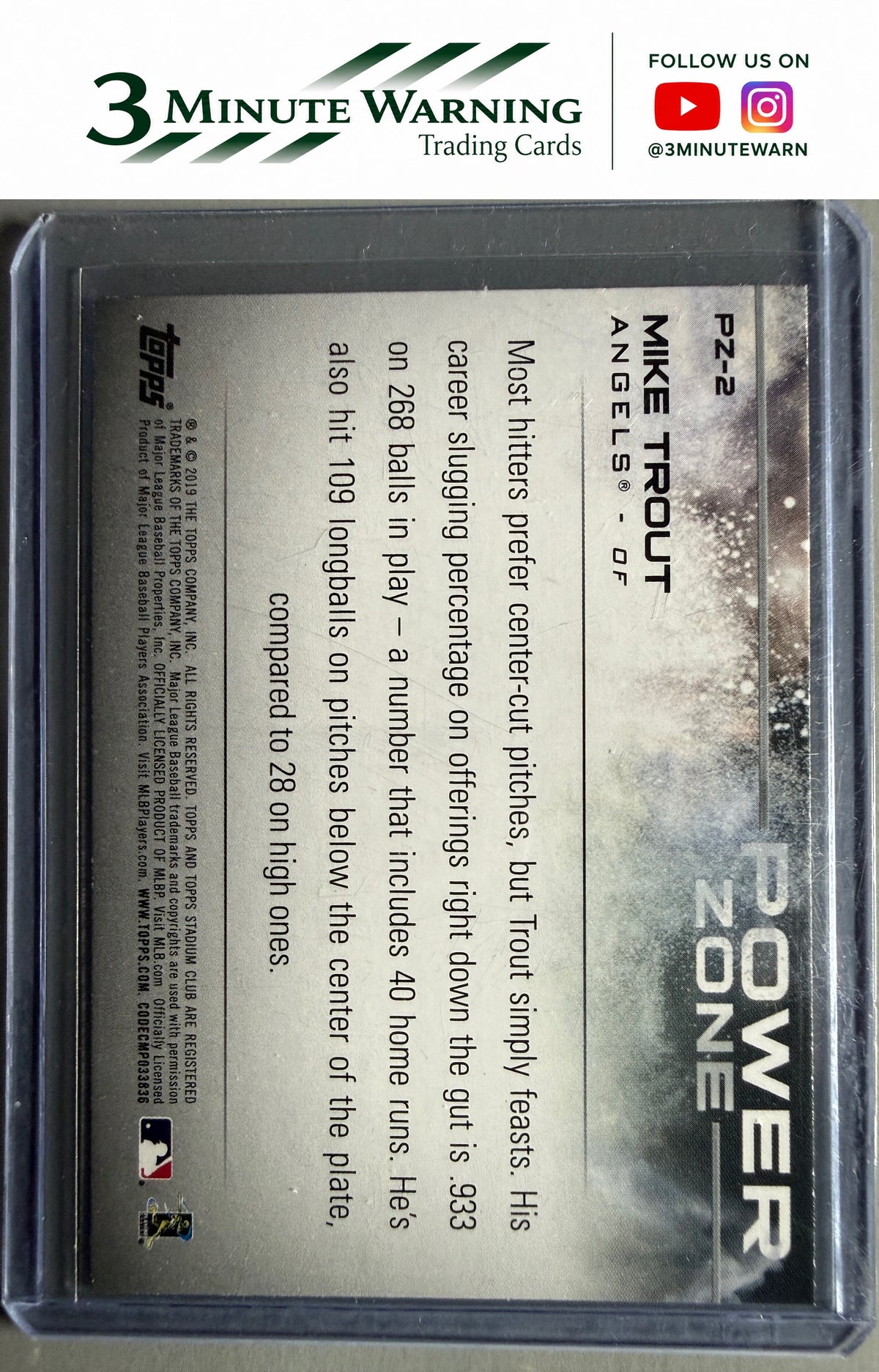 2019 Stadium Club #PZ-2 Mike Trout Power Zone