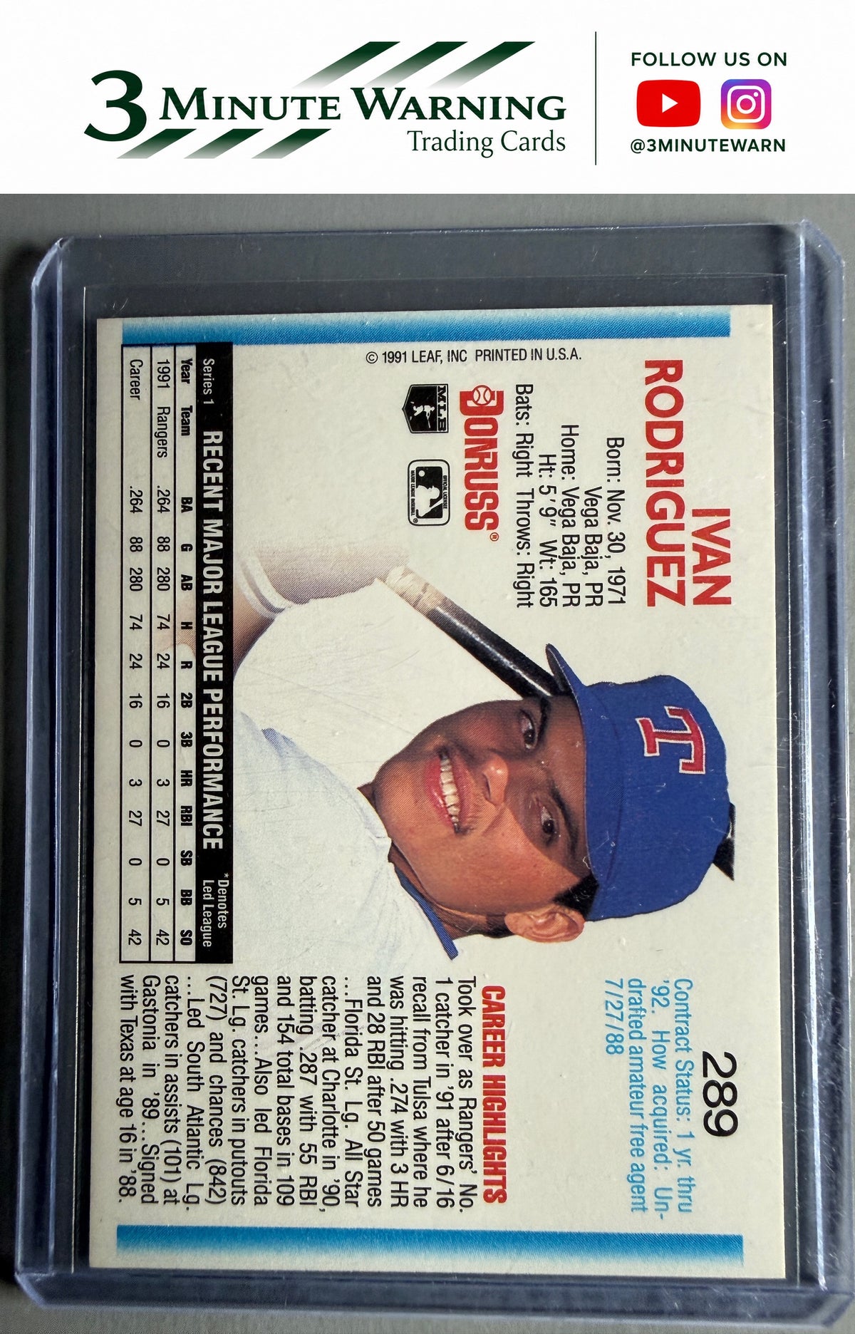 1992 Donruss #289b Ivan Rodriguez