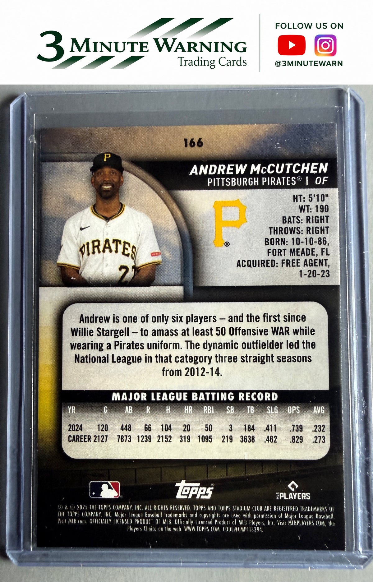 2025 Stadium Club #166 Andrew McCutchen Pink Foil