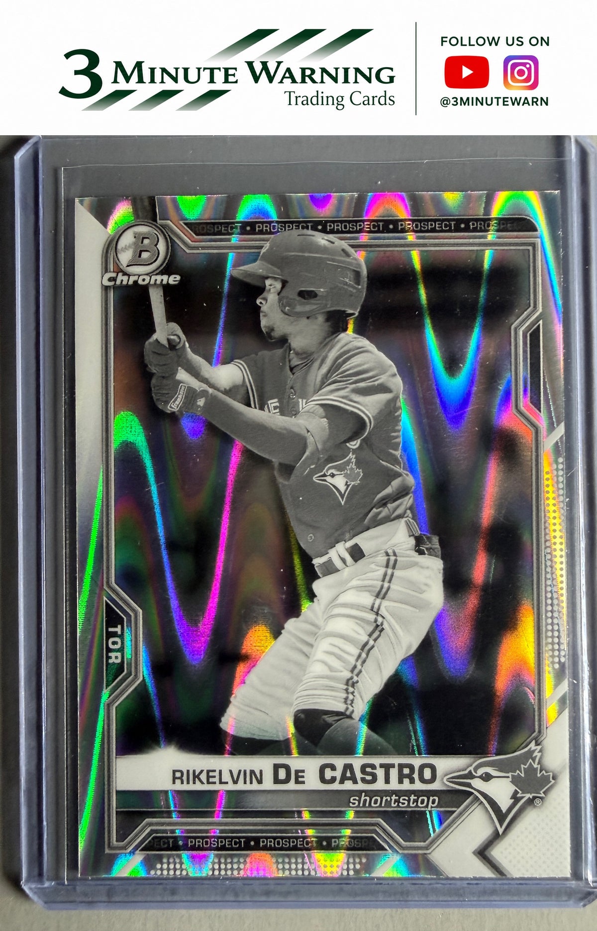 2021 Bowman Draft #BDC-188 Rikelvin De Castro Chrome B&W RayWave Refractor