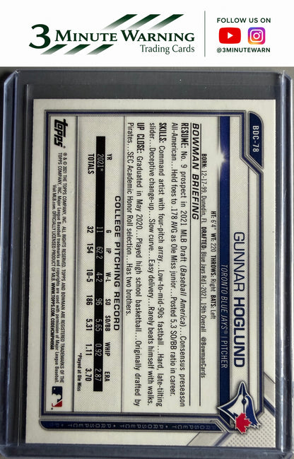 2021 Bowman Draft #BDC-78 Gunnar Hoglund Chrome