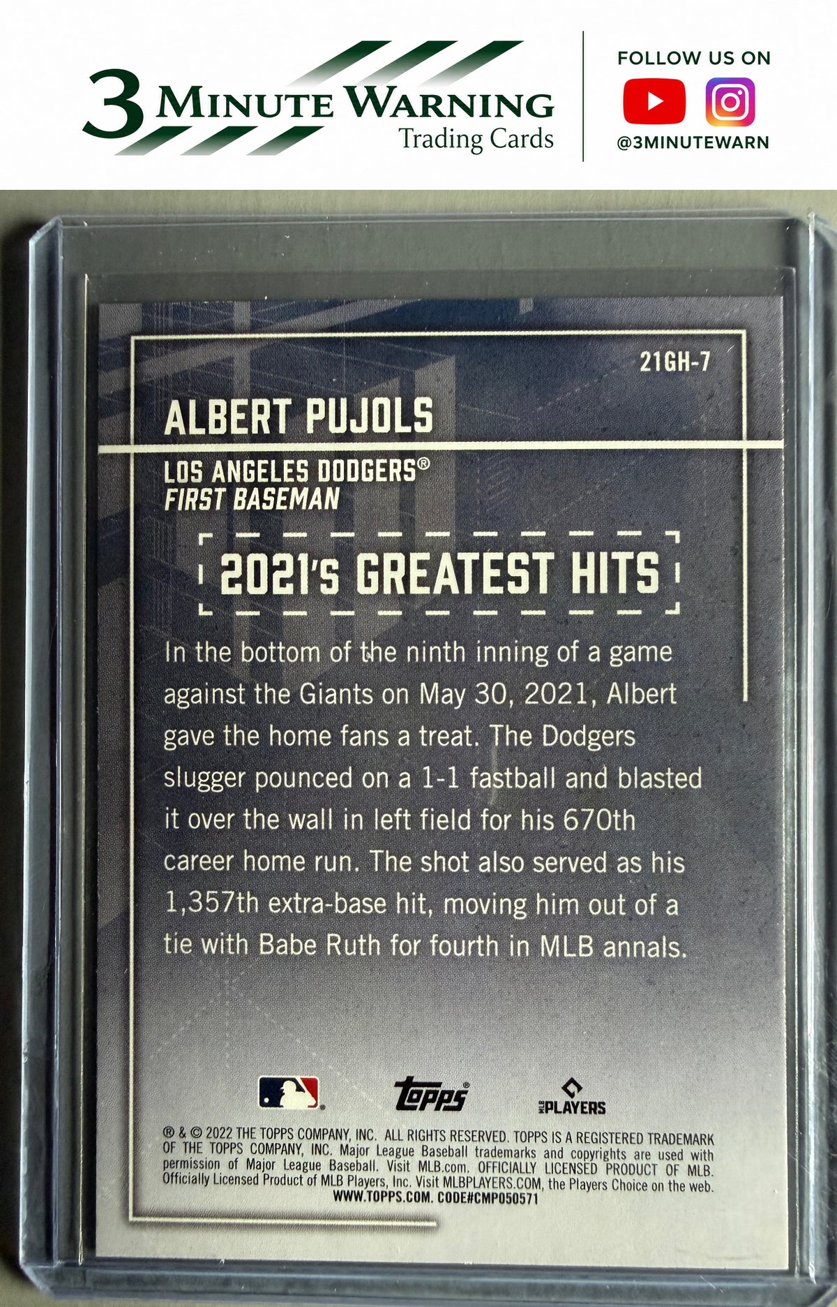 2022 Topps #21GH-7 Albert Pujols 2021's Greatest Hits