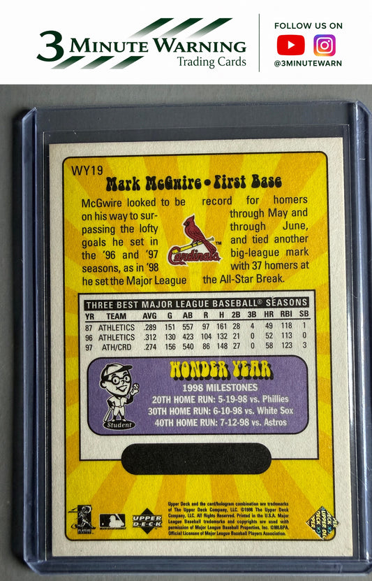 1999 Upper Deck #WY19 Mark McGwire Wonder Years