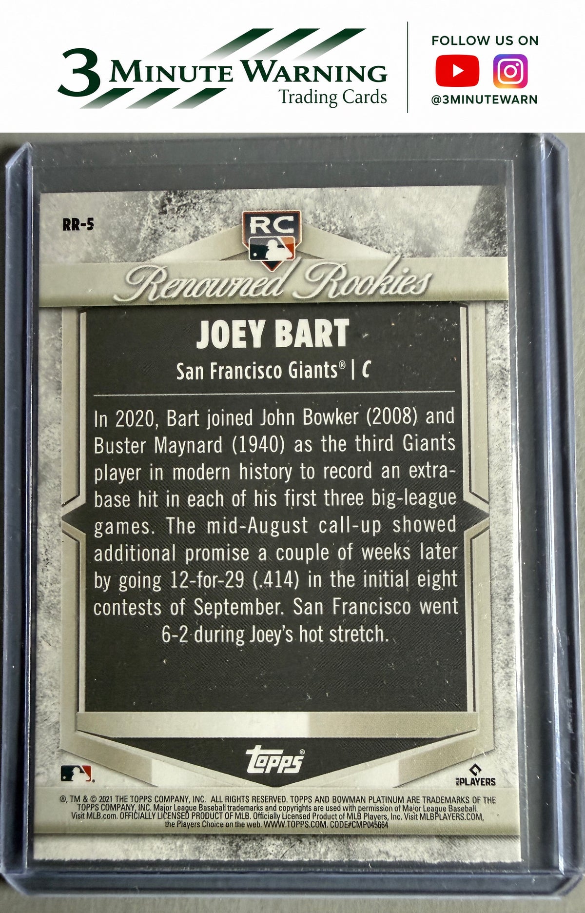 2021 Bowman Platinum #RR-5 Joey Bart Renowned Rookies