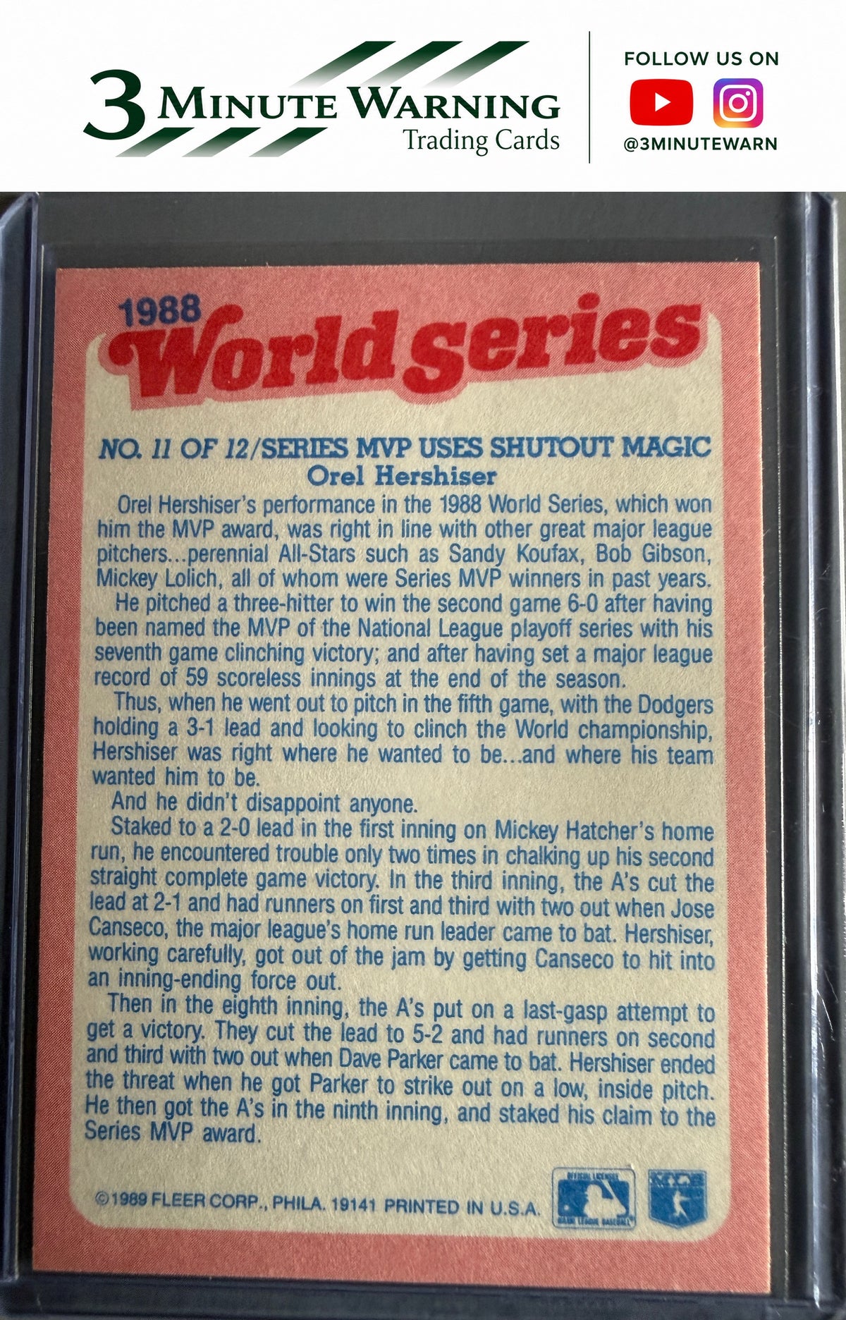 1989 Fleer #11 The MVP and His Shutout Magic World Series
