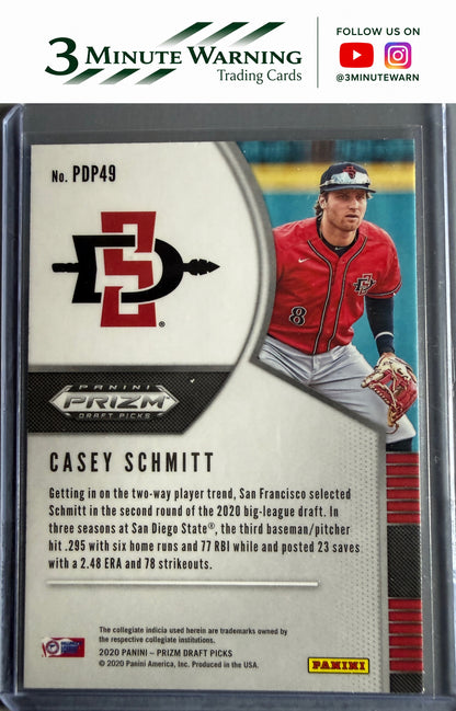 2020 Panini Prizm Draft Picks #PDP49 Casey Schmitt