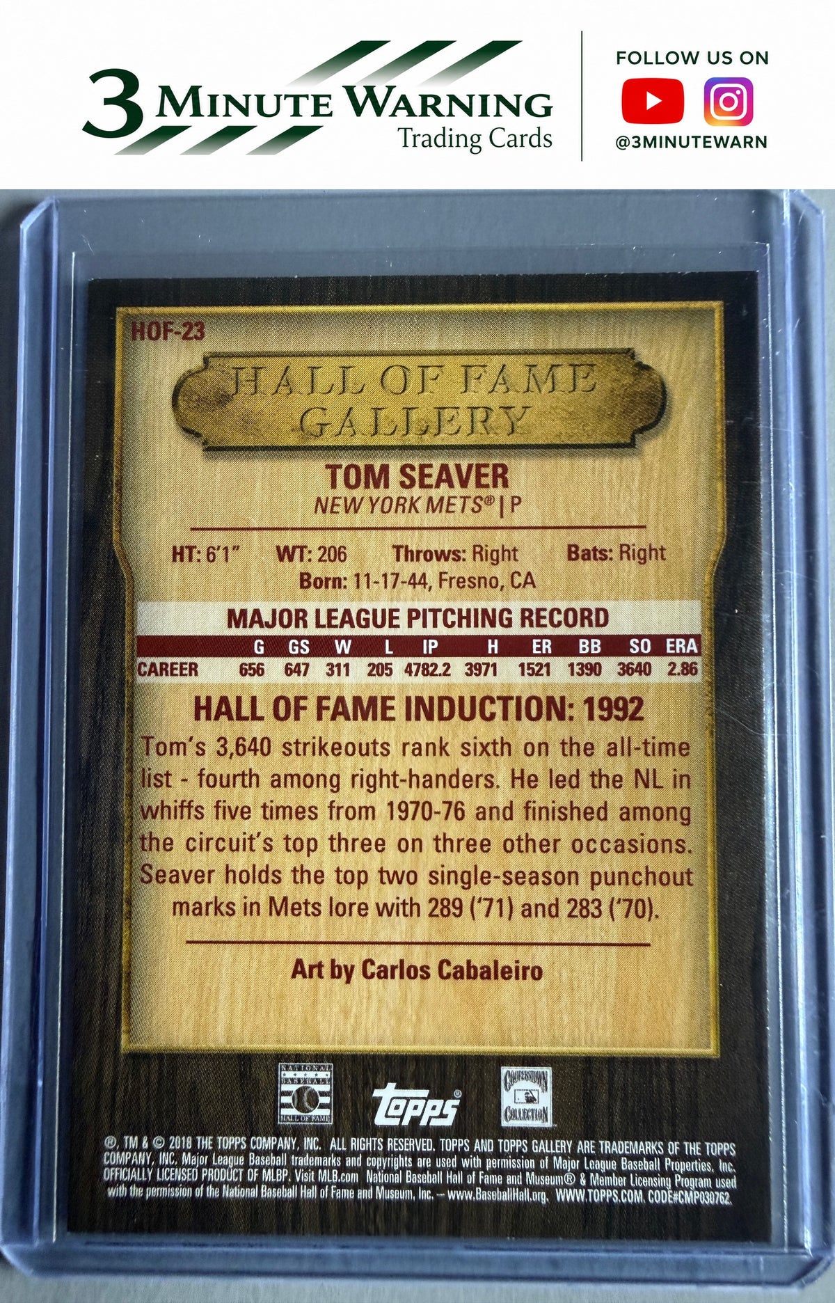 2018 Topps Gallery #HOF-23 Tom Seaver Hall of Fame Gallery