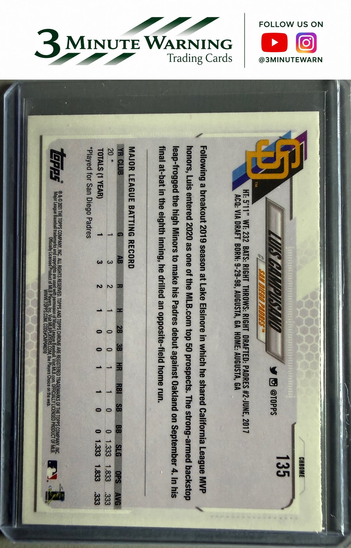 2021 Topps Chrome #135 Luis Campusano