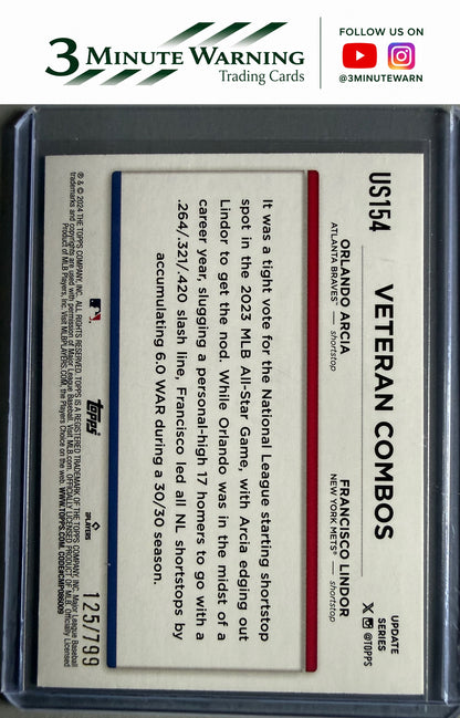 2024 Topps Update #US154 Time For Fun (Arcia / Lindor) Purple Holofoil