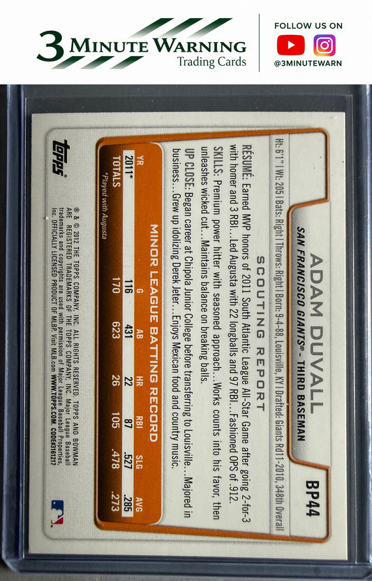 2012 Bowman #BP44 Adam Duvall Prospects