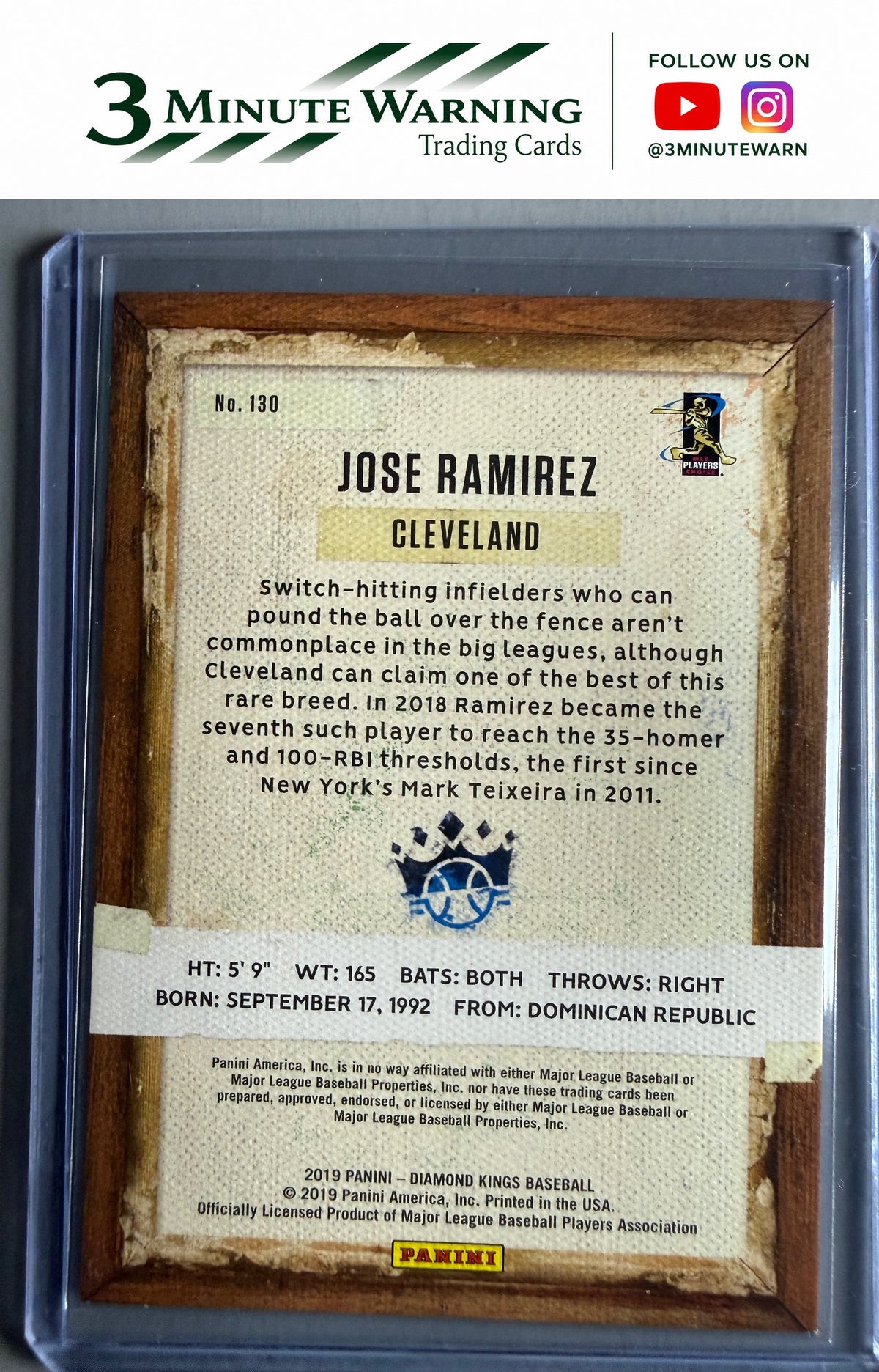 2019 Panini Diamond Kings #130 Jose Ramirez Framed Blue