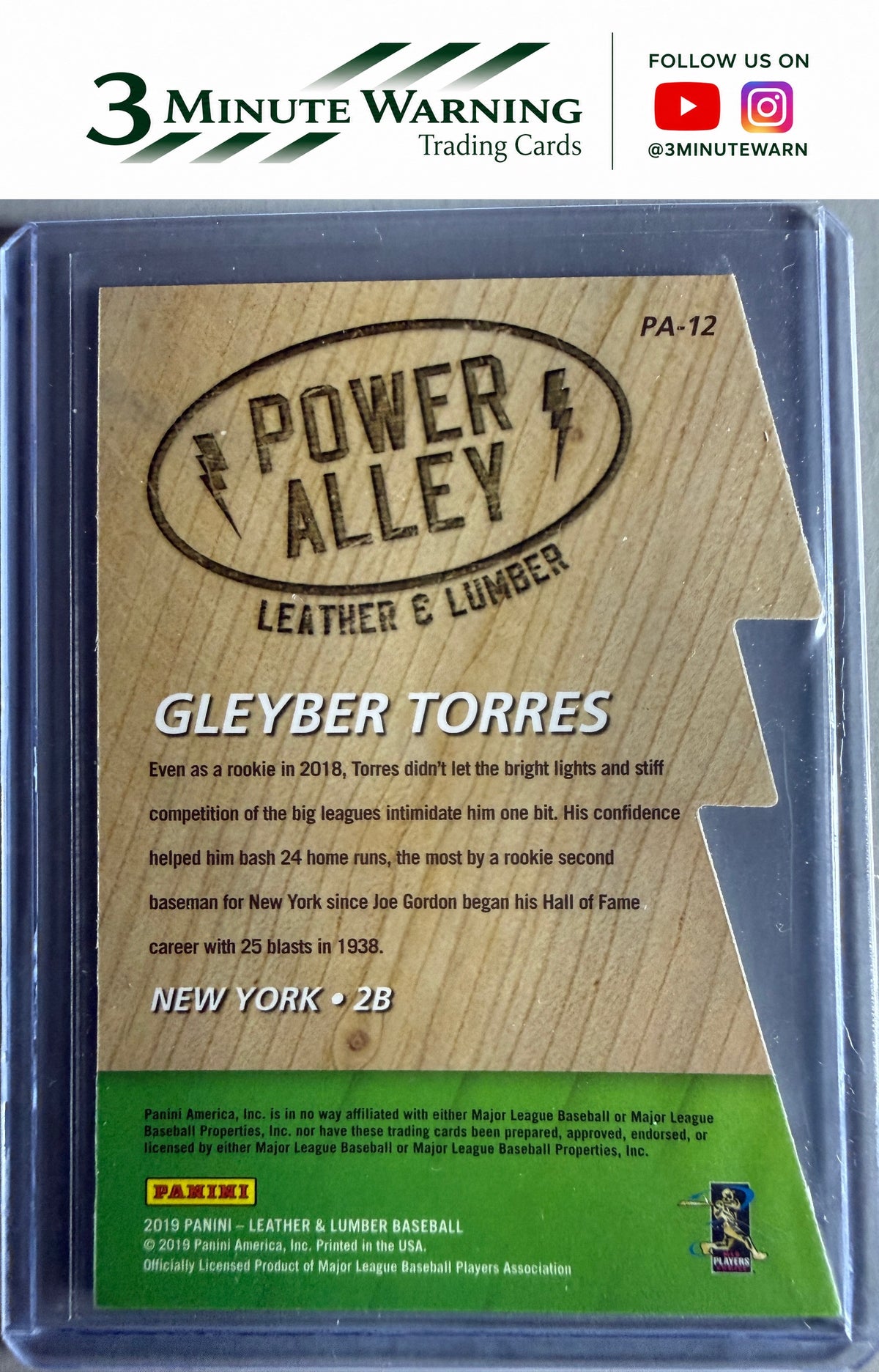 2019 Panini Leather & Lumber #PA-12 Gleyber Torres Power Alley