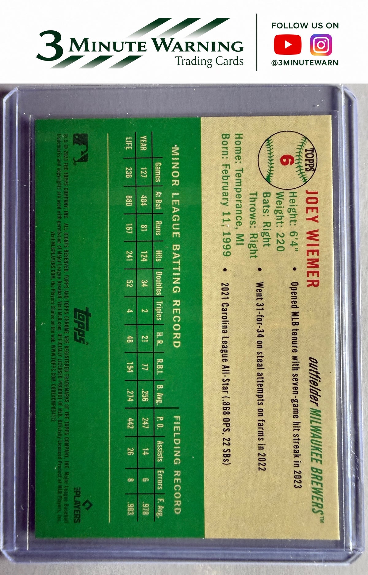 2023 Topps Chrome Platinum Anniversary #6 Joey Wiemer