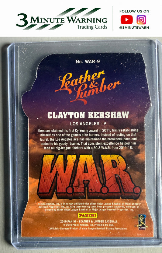 2019 Panini Leather & Lumber #WAR-9 Clayton Kershaw W.A.R.