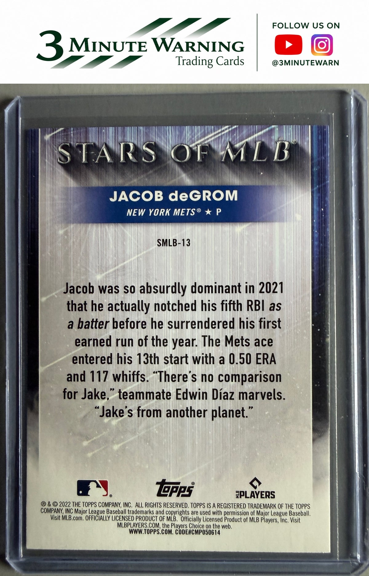 2022 Topps #SMLB-13 Jacob deGrom Stars of MLB