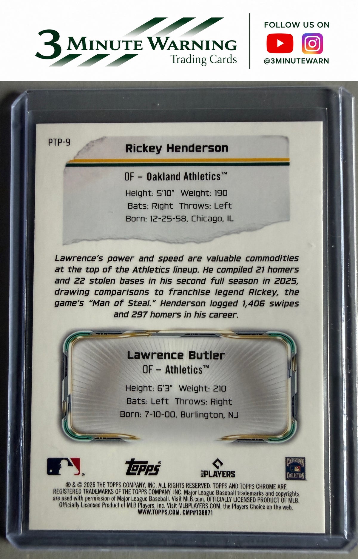 2026 Topps Chrome #PTP-9 Rickey Henderson / Lawrence Butler Past to Present