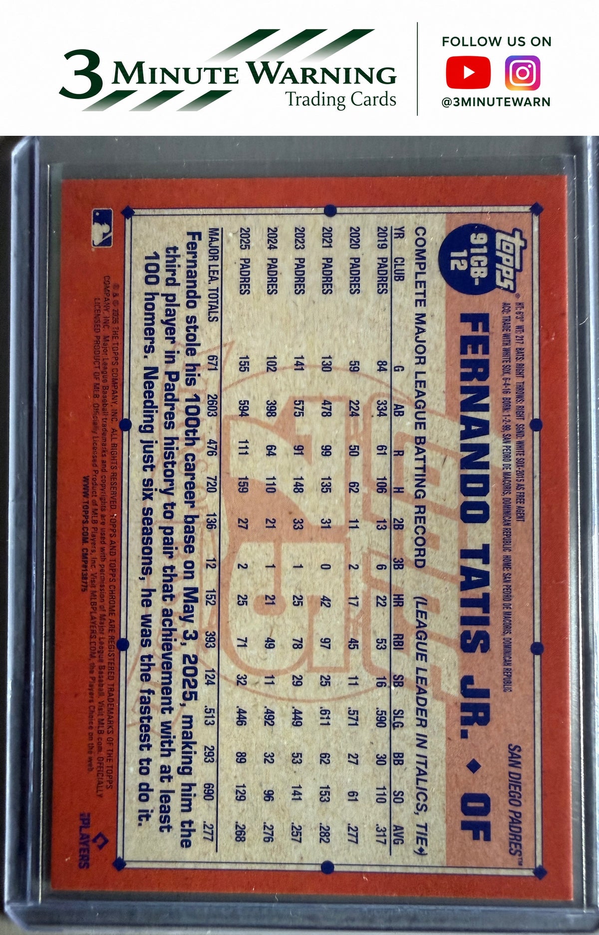 2026 Topps Chrome #91CB-12 Fernando Tatis Jr. 1991 Topps Anniversary