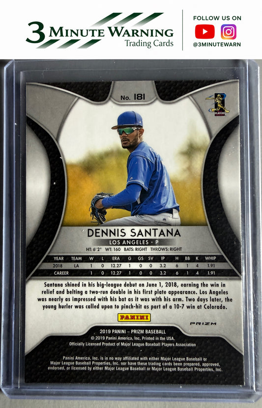 2019 Panini Prizm #181 Dennis Santana Hyper Prizm Blue Prizm