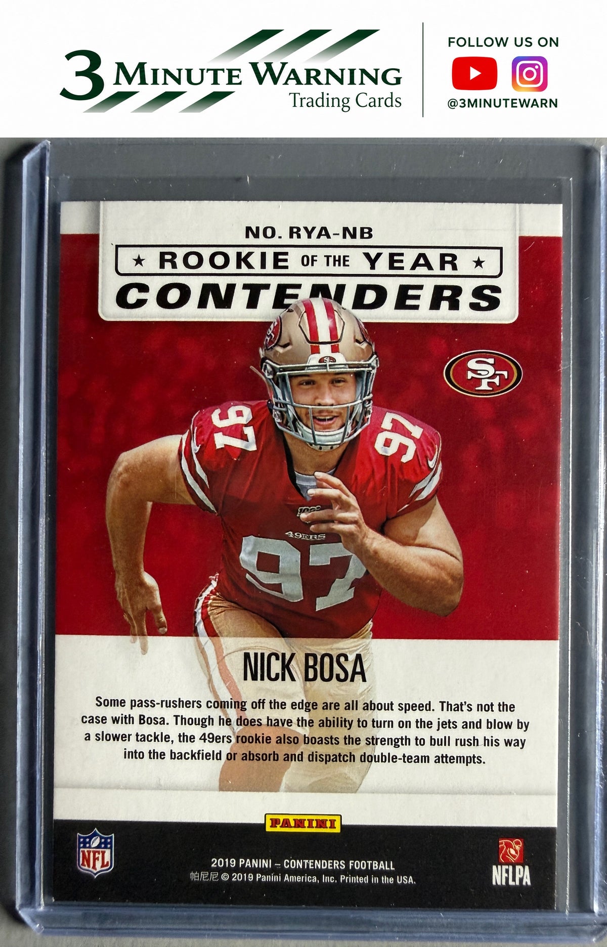 2019 Panini Contenders #RYA-NB Nick Bosa Rookie of the Year Contenders