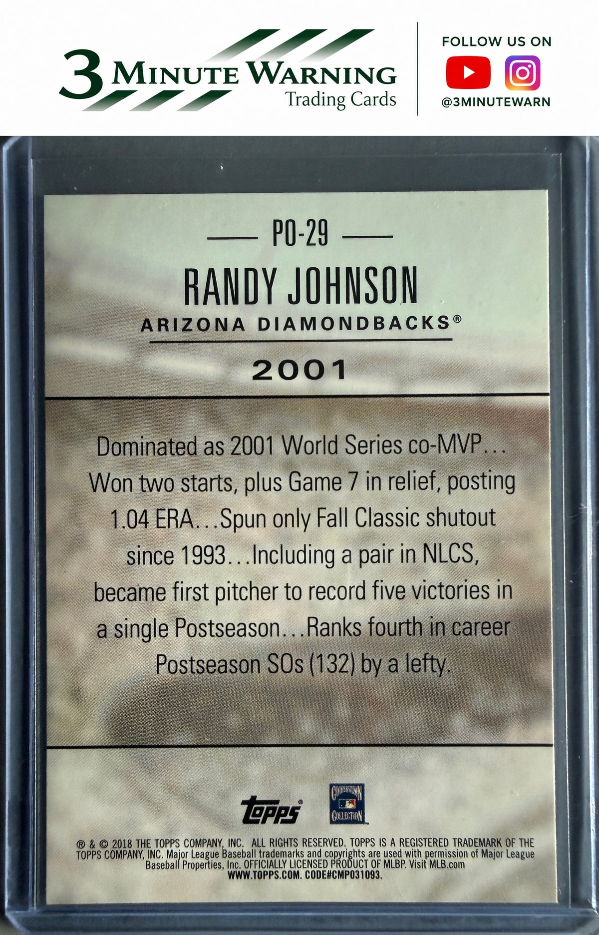 2018 Topps Update #PO-29 Randy Johnson Postseason Preeminence