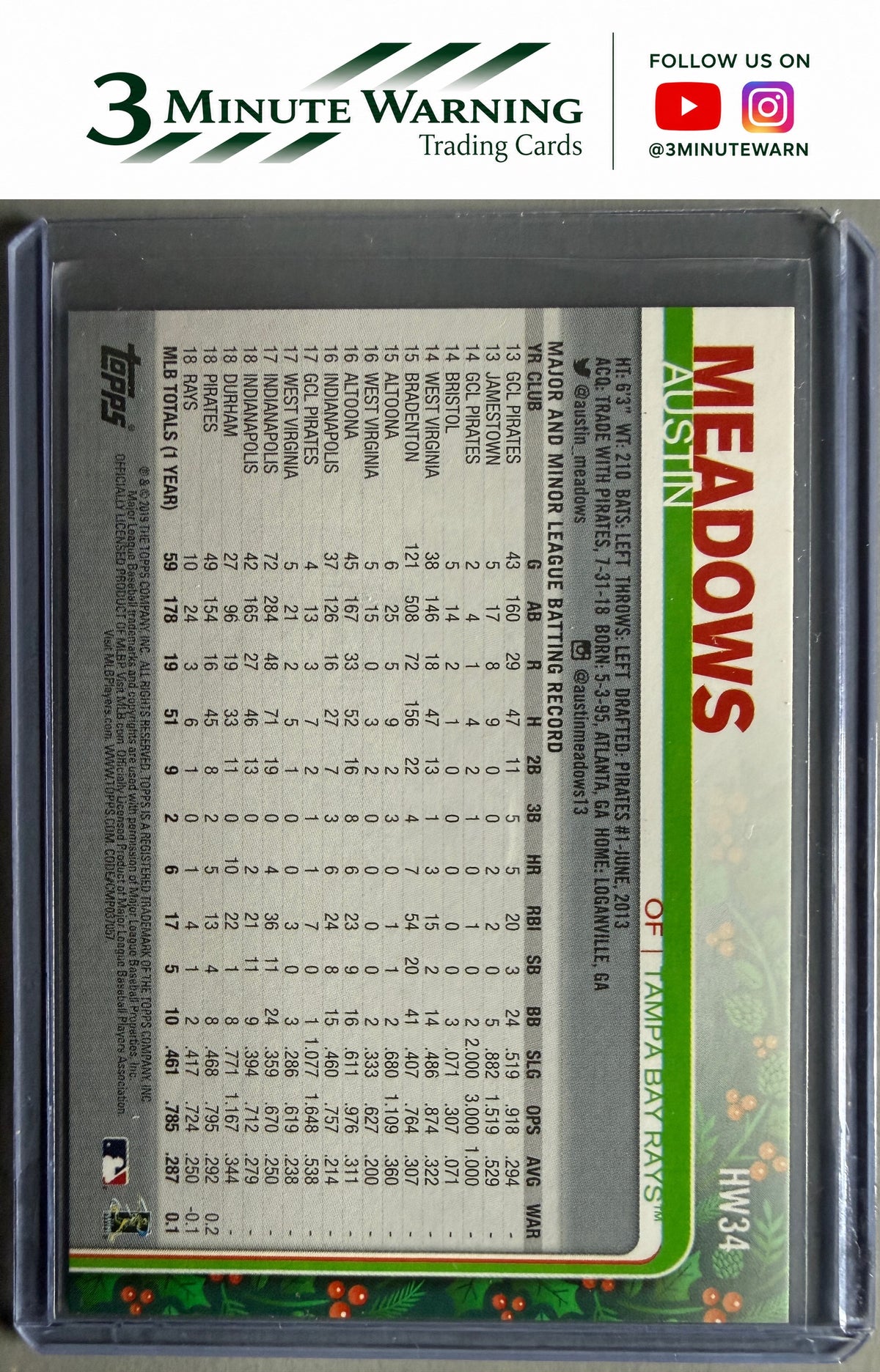 2019 Topps Holiday #HW34 Austin Meadows