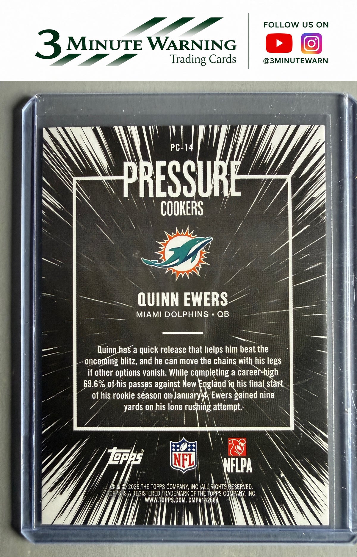 2026 Topps Flagship #PC-14 Quinn Ewers Pressure Cookers Pink Crackle