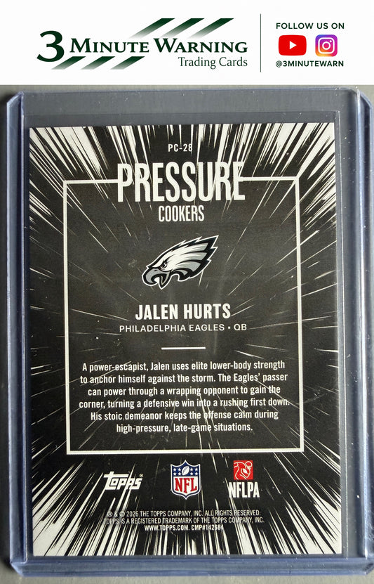 2026 Topps Flagship #PC-28 Jalen Hurts Pressure Cookers Pink Crackle
