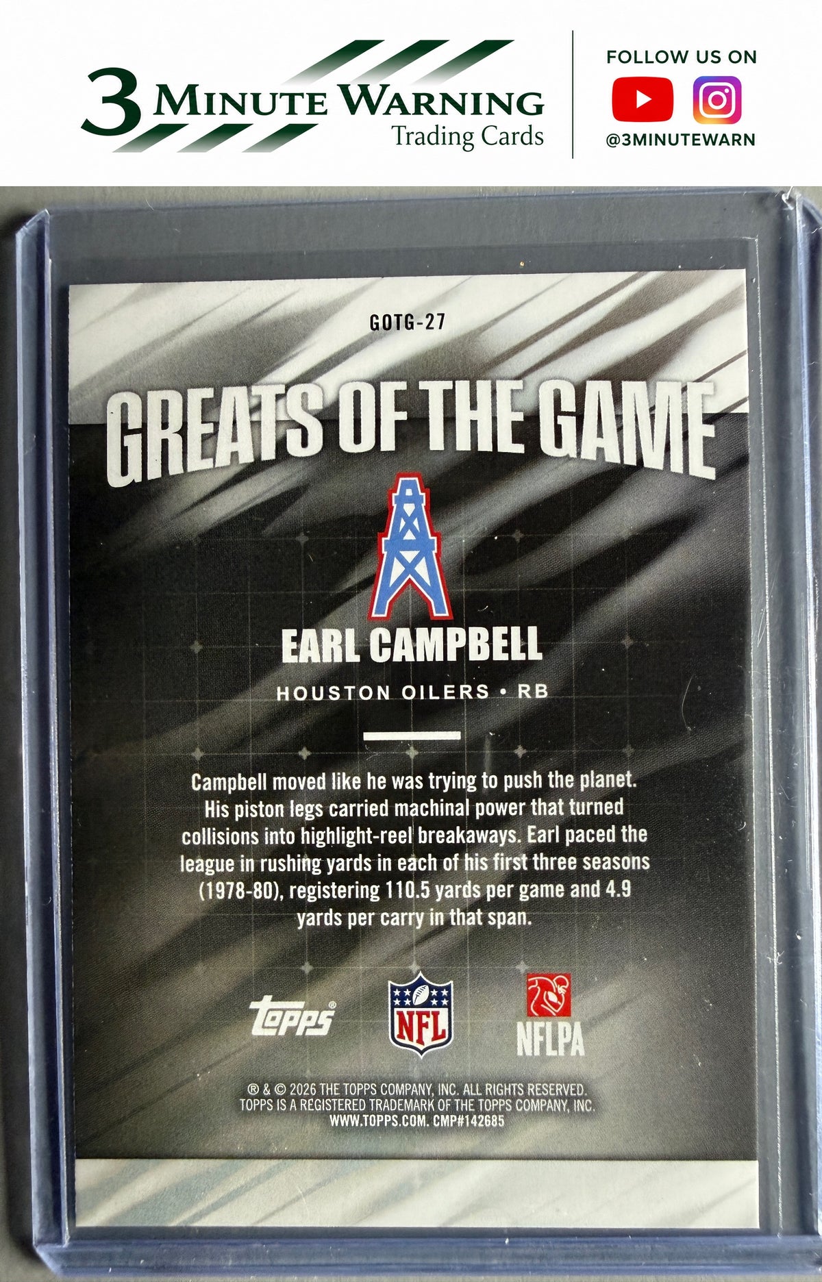 2026 Topps Flagship #GOTG-27 Earl Campbell Greats Of The Game
