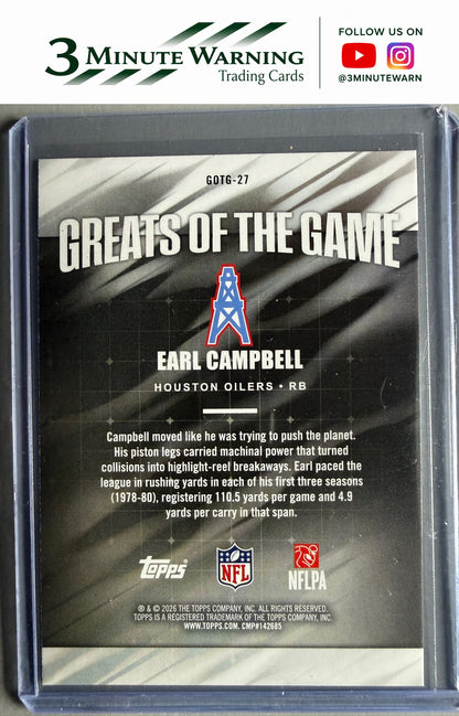 2026 Topps Flagship #GOTG-27 Earl Campbell Greats Of The Game