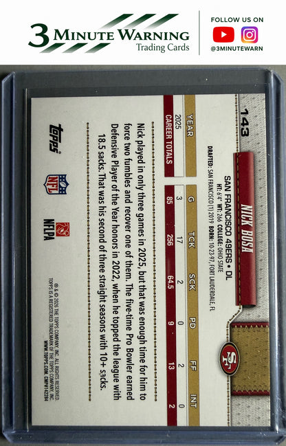 2026 Topps Flagship #143 Nick Bosa Rainbow Foil