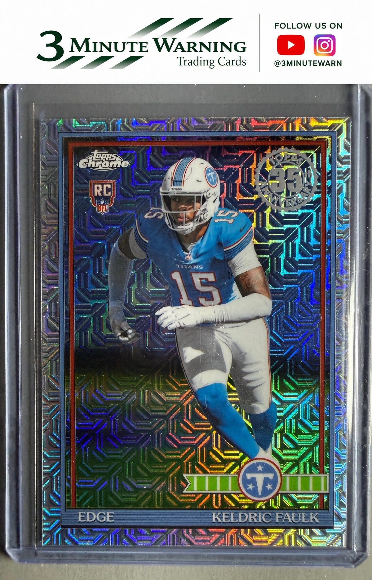 2026 Topps Flagship #91TRC-44 Keldric Faulk 1991 Topps Football Rookies Chrome