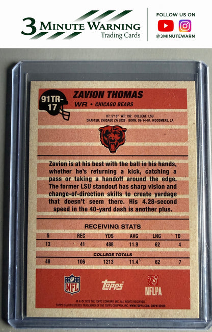 2026 Topps Flagship #91TR-17 Zavion Thomas 1991 Topps Football Rookies Crackle
