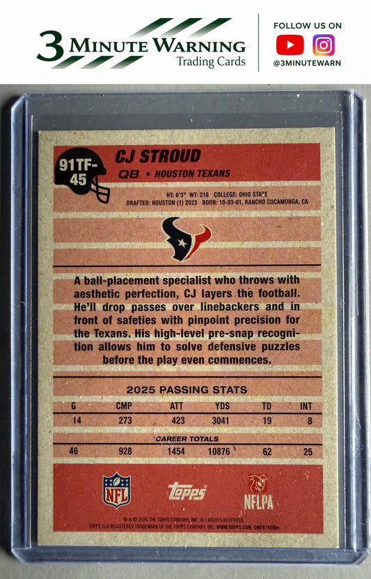 2026 Topps Flagship #91TF-45 CJ Stroud 1991 Topps Football