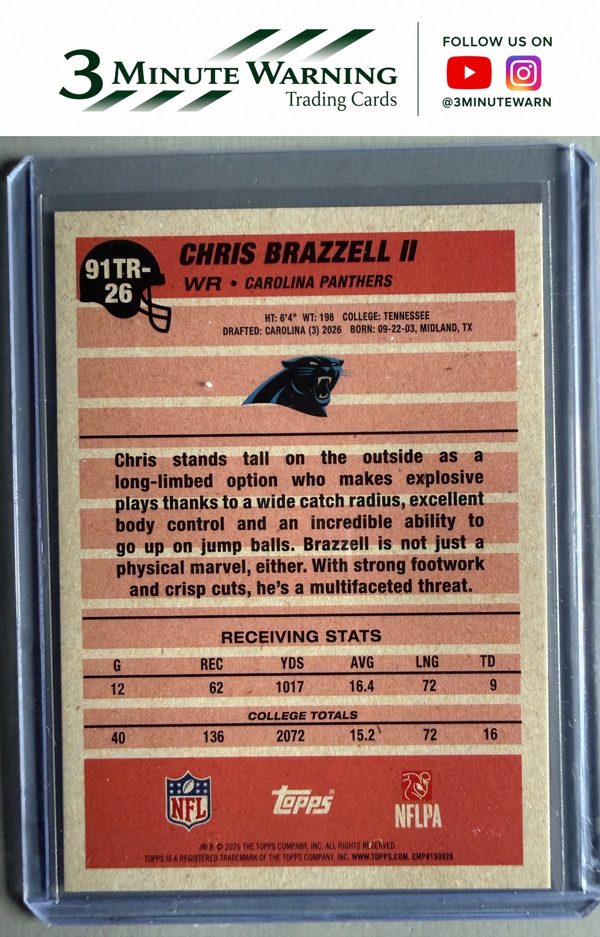 2026 Topps Flagship #91TR-26 Chris Brazzell II 1991 Topps Football Rookies