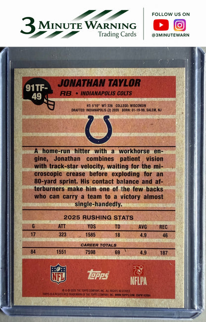 2026 Topps Flagship #91TF-49 Jonathan Taylor 1991 Topps Football