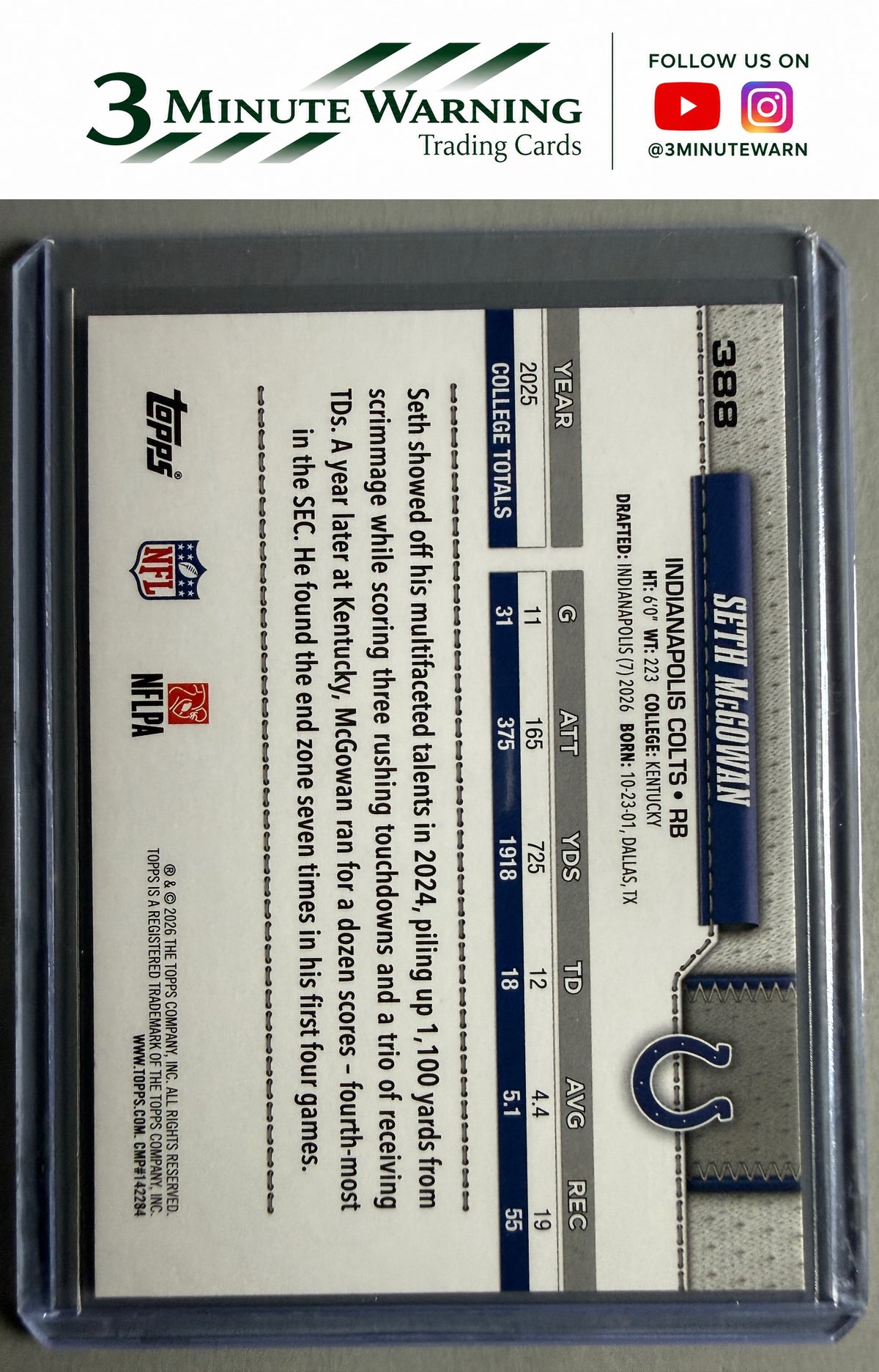 2026 Topps Flagship #388 Seth McGowan