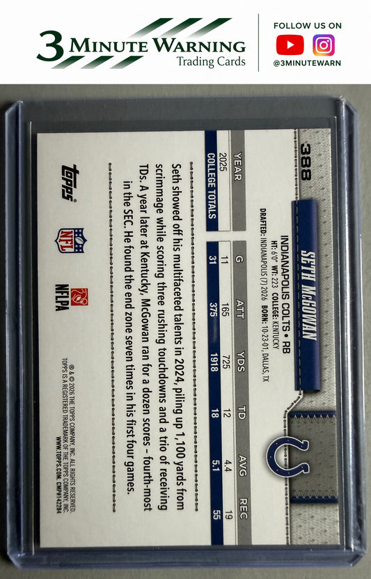 2026 Topps Flagship #388 Seth McGowan