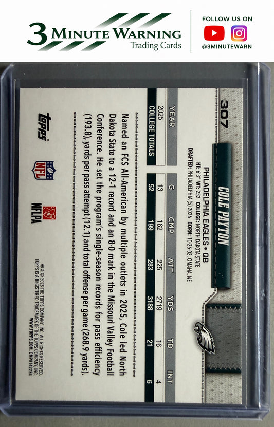 2026 Topps Flagship #307 Cole Payton