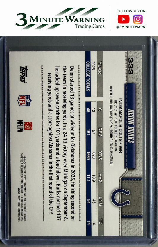 2026 Topps Flagship #333 Deion Burks