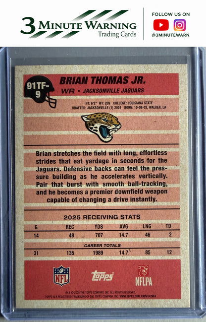 2026 Topps Flagship #91TF-9 Brian Thomas Jr. 1991 Topps Football Crackle