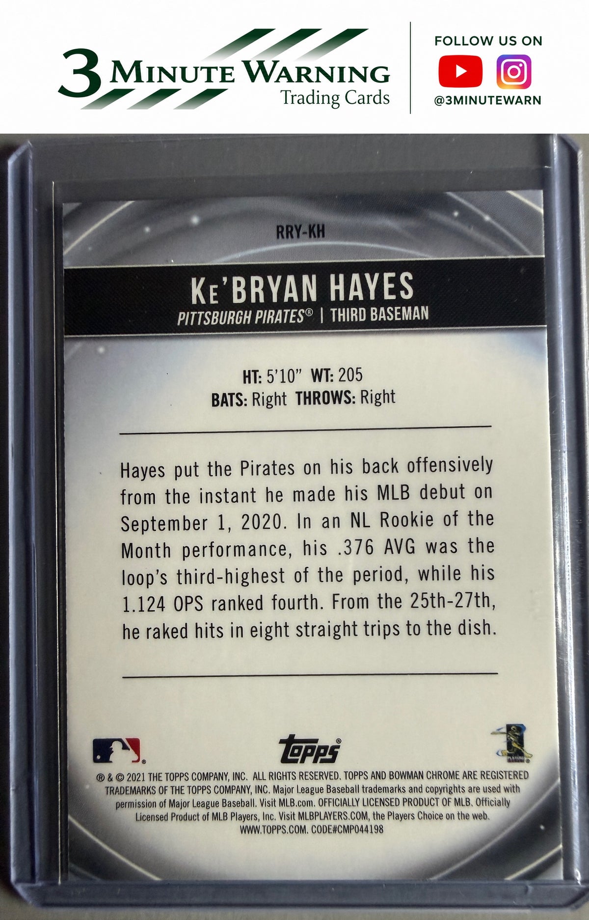 2021 Bowman #RRY-KH Ke'Bryan Hayes Chrome Rookie of the Year Favorites