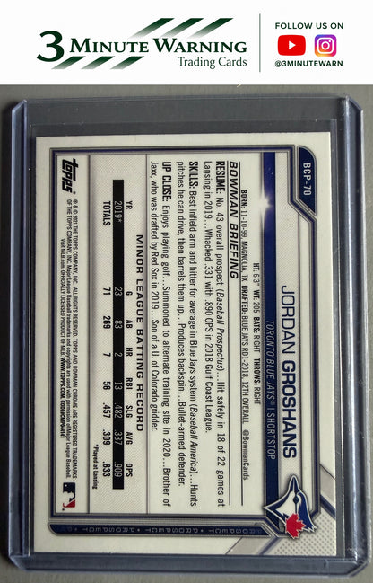 2021 Bowman #BCP-70 Jordan Groshans Chrome Prospects