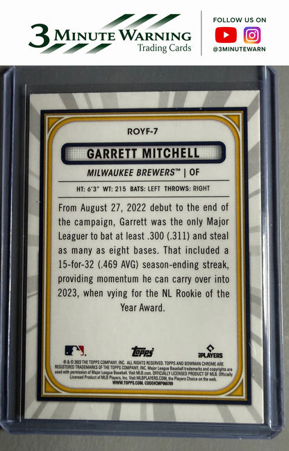 2023 Bowman #ROYF-7 Garrett Mitchell Rookie of the Year Favorites