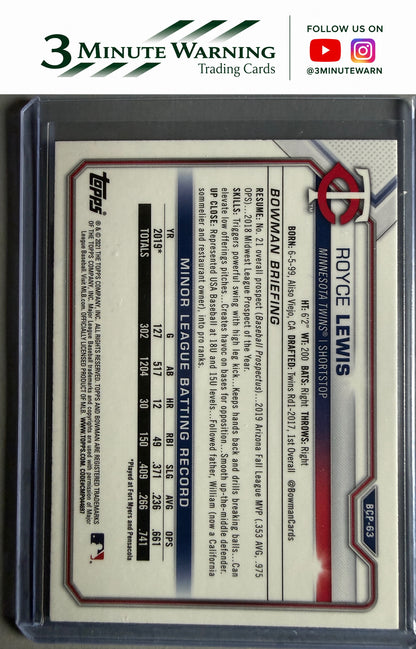 2021 Bowman #BCP-63 Royce Lewis Chrome Prospects Mojo Refractor